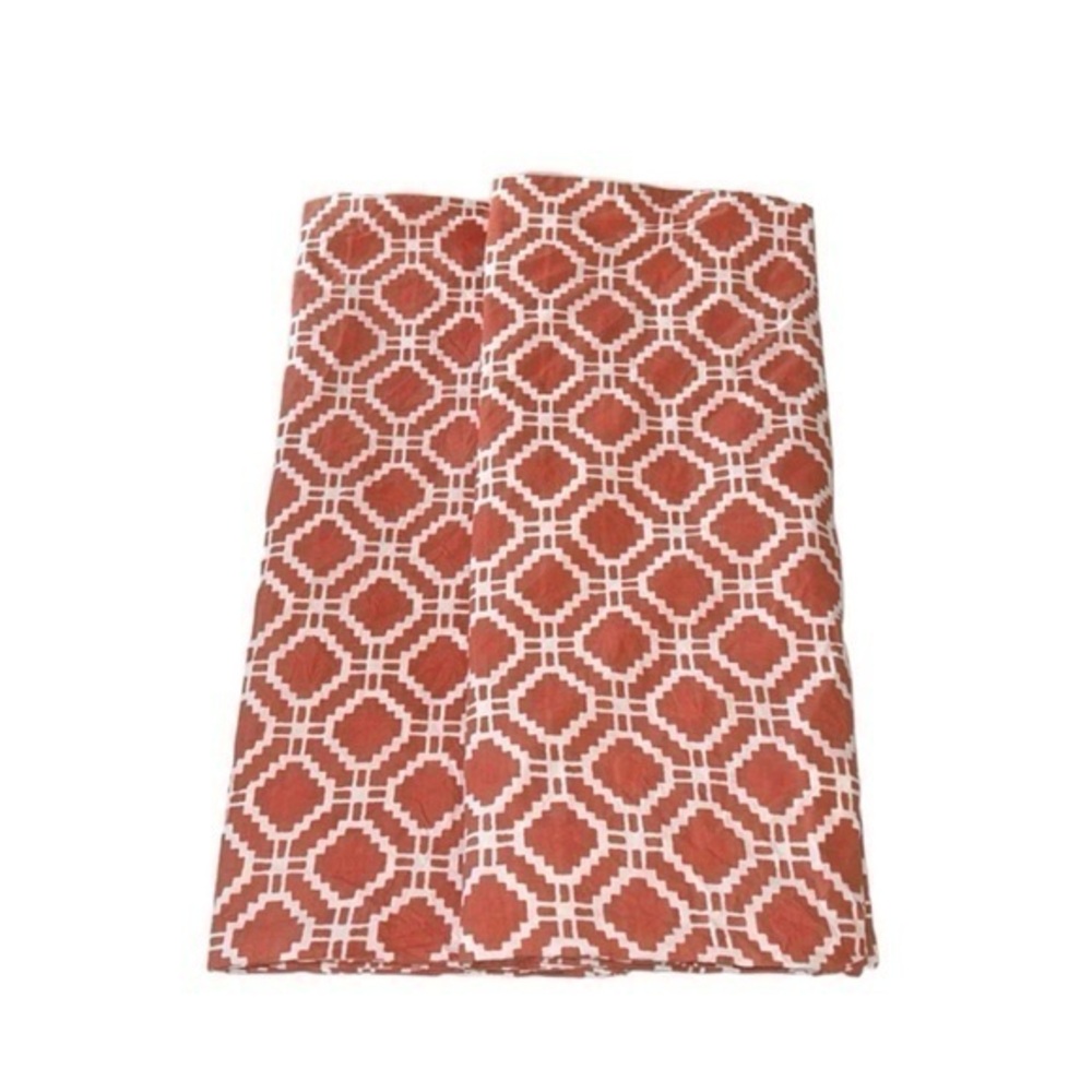 Crate&Barrel Set of 2 Sereno‎ Hand Blocked Coral King Size Shams Pillow Covers